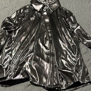 Shiny Metallic Button-Up Shirt